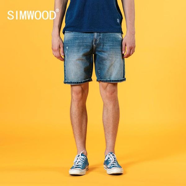 

simwood 2021 summer new ripped denim shorts men fashion ripped washed vintage shorts plus size 100% cotton trousers sj150613, White;black