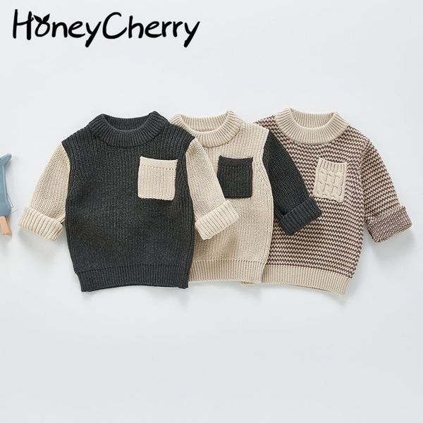 

pullover baby knitted sweater 2021 children's long-sleeved all-match girl clothes boy, Blue