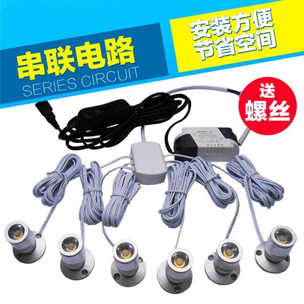 

bulbs 6x1w 5x1w 4x1w 3x1w mini led spot cabinet lamp spotlight puck lights display downlight 110v 220v with plug switch on/off