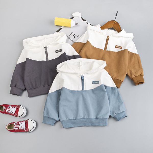 

2021 new casual children's clothing boys spring autumn jacket for girls long sleeve hooded baby coat kids clothes 1-4 years 26v3, Blue;gray