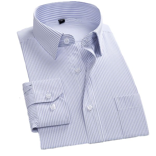 

2021 new brand casual striped formal long sleeve pocket design regular version fashion business office men's shirt 6yxc ml8r, White;black