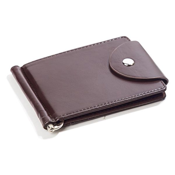 

card holders pu leather wallet short men's buckle us money clip id hasp wallets with coin pocket purse bag male, Brown;gray