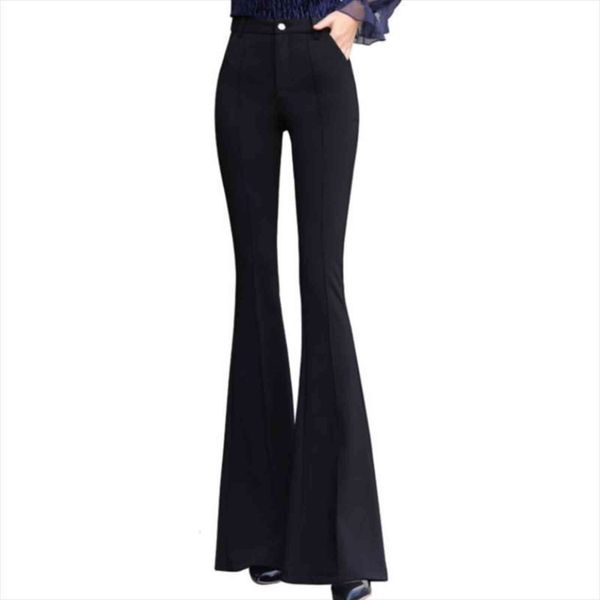 

trousers high waist flare womens pants casual black ol long, Black;white
