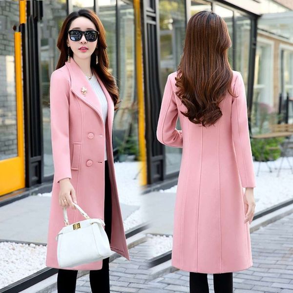 

designer loose women's middle long autumn winter 2020 new korean and thin woolen coat thickened windbreaker e, Black