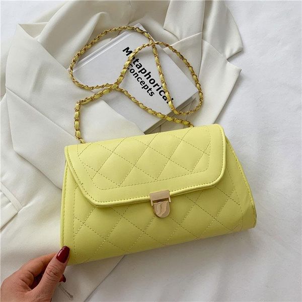 

evening bags solid color trend handbag for women pu leather female shoulder bag designer chain crossbody diamond lattice small