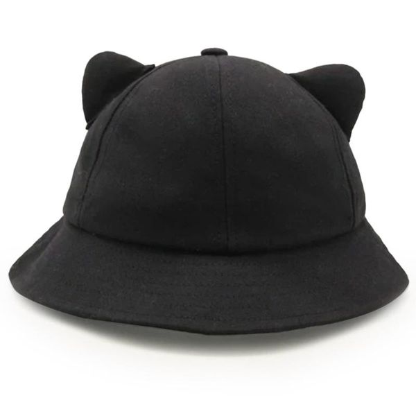 

wide brim hats cartoon cat ear tail fisherman hat bucket cap sweet basin foldable travel student, Blue;gray