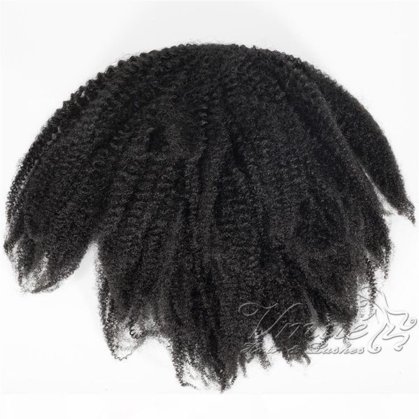 

brazilian natural black curly 4c 120g horsetail cuticle aligned elastic band drawstring ponytails virgin remy human hair extensions