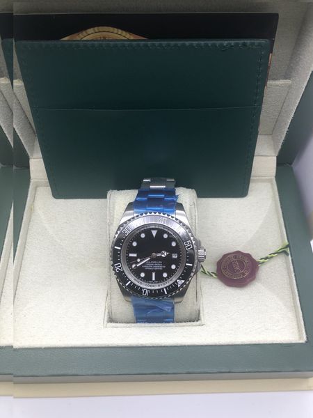 

with original box 44mm watches men automatic 2813 watch men's sea black blue ceramic bezel dial 116660 dive sport glidelock clasp sapph, Slivery;brown