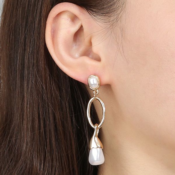 

dangle & chandelier punk gold earrings new vintage fashion imitation baroque pearl earrings friend gift circle earclip women jewelry wholesa, Silver