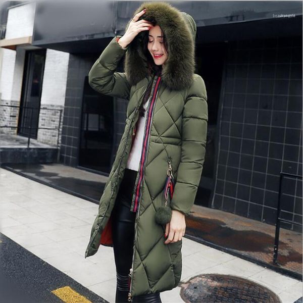 

women's down & parkas for fall-winter women ladies bright colors and younger cotton long jacket dense parks warm coat1, Black
