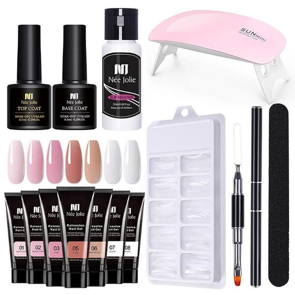 

nail art kits gel kit fast building polish solution form brush extension file uv lamp poly