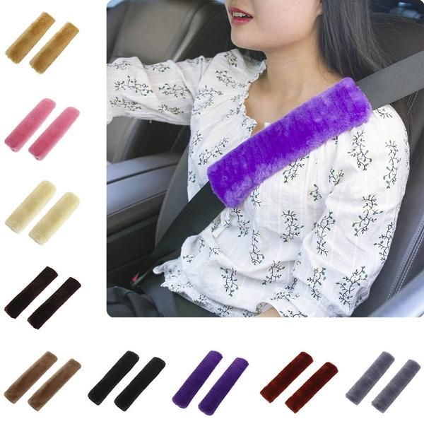 

2 pcs/set car seatbelt shoulder pad comfortable driving seat belt vehicle soft plush auto seatbelt strap harness cover