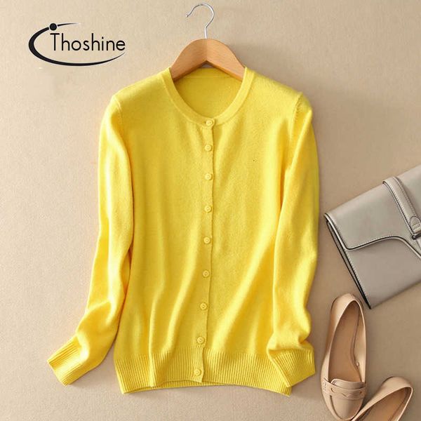 

thoshine brand spring autumn women knitted cashmere sweaters solid color female thin cardigan jumpers outerwear knitwear coats 200929, White;black