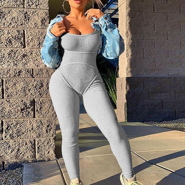 

sling summer casual fitness stretch women rompers pants solid sleeveless clothes set bodycon overall clothing female, Black;white