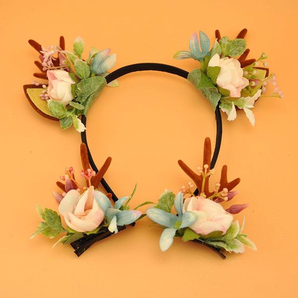

hair clips & barrettes mori female elk antlers headband christmas children's accessories flower hairpin jewelry party fairy headwear, Golden;silver