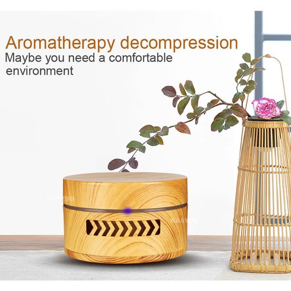 

mini aroma diffuser wood grain fragrance air purifier essential oil diffuser replaceable battery air cleaner in car home quiet