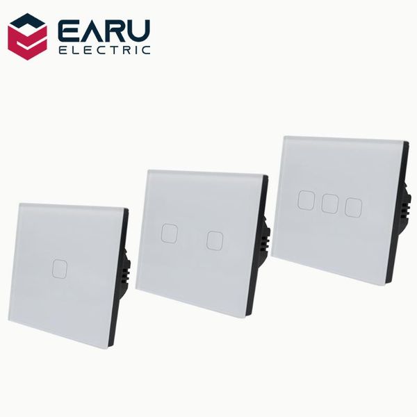 

smart home control eu standard 1 2 3 gang way ac100-240v 10a crystal glass panel screen wall led power light touch switch push button