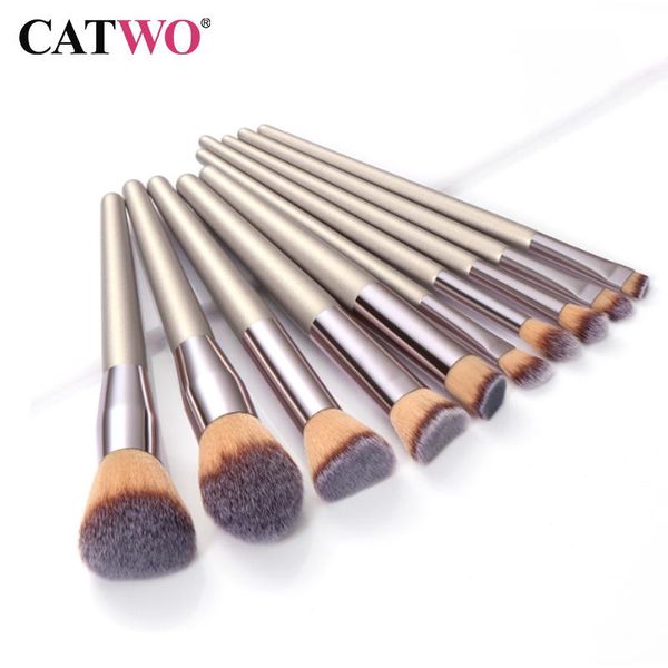 

makeup brushes catwo 10pcs champagne set for cosmetic foundation powder blush eyeshadow blending make up brush beauty tools