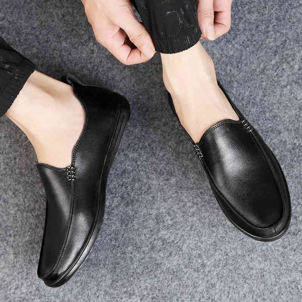 

dress shoes men's soft leather shoes, luxury shoes for men size 46-breathable without shoelaces to drive in. ppzo, Black