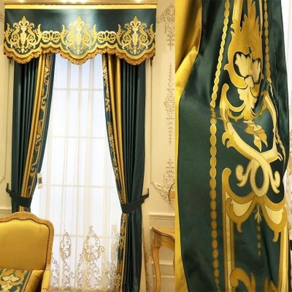 

european-style luxury curtains for living room bedroom luxury french jacquard curtains for high-end villas and valance