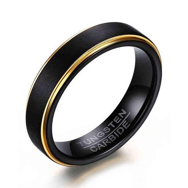 

ring 5mm popular explosive tungsten steel black + gold lassa men's jewelry, Silver