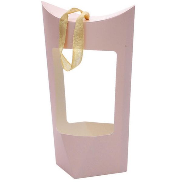 

portable flower box waterproof paper handy gift bag kraft handbag wedding rose party packaging wrap