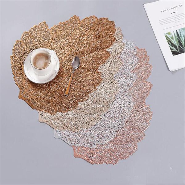 

mats & pads pvc hollow leaf insulation table bowl home christmas decor heat resistant placemat for dining xmas