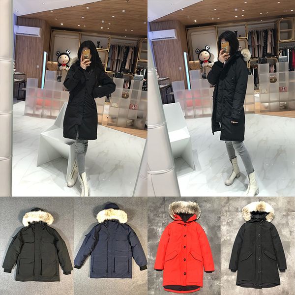 

womens designers winter coats down parkas 2020 outerwear clothes hooded windbreaker women warm big fur warm women clothing down jackets, Black