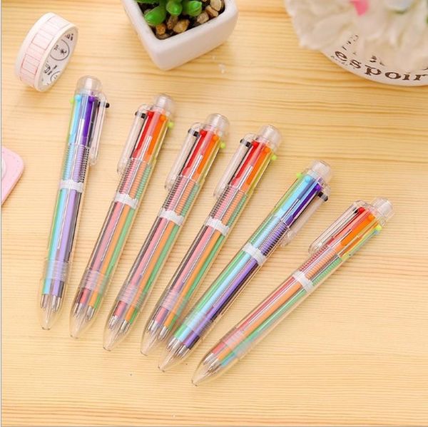 

ballpoint pens 1pc novelty multicolor pen cute multifunctional 6 in1 colorful stationery creative school supplies, Blue;orange