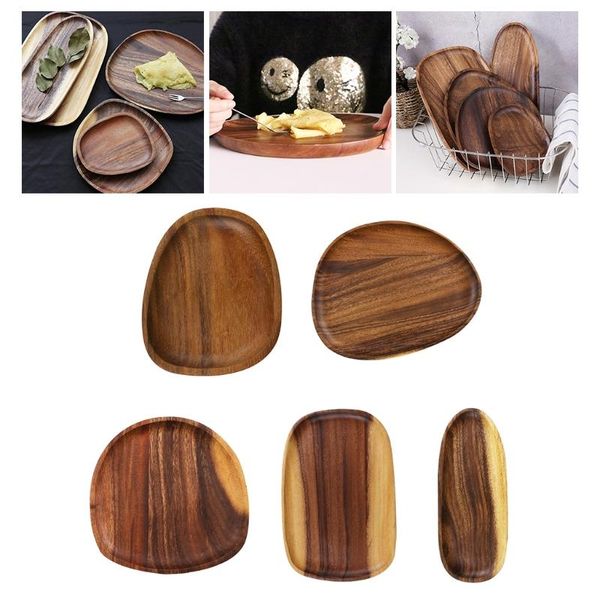 

dishes & plates creative wood irregular oval dinner plate lightweight easy cleaning solid pan for snack dessert unbreakable tea