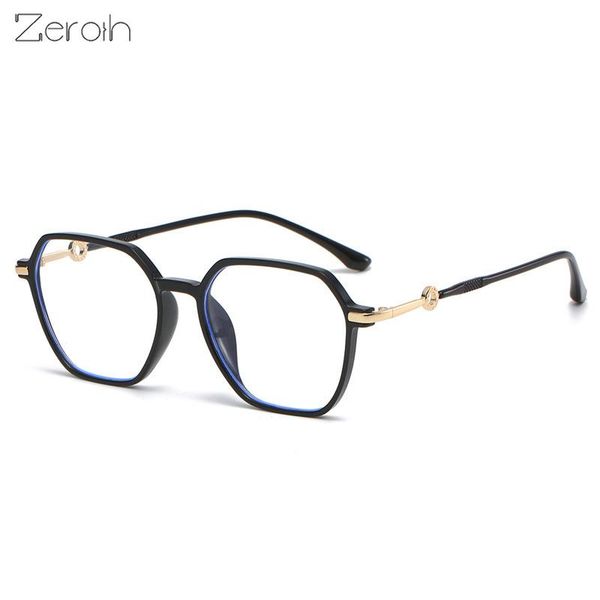 

fashion sunglasses frames polygonal glasses frame women men anti blue light mental eyewear optical spectacle double color goggles eyeglass, Black