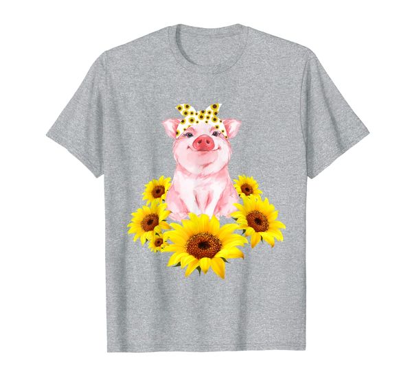 

Cute Piggy With Sunflower Tiny Pig With Bandana T-Shirt, Mainly pictures