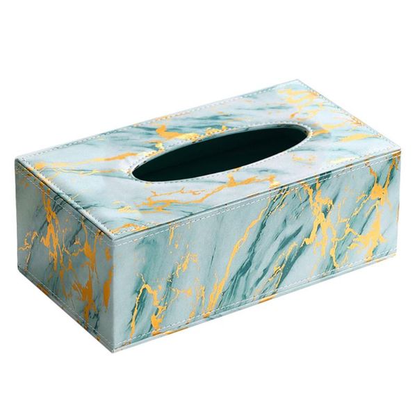 

tissue boxes & napkins 1 pc creative ink marble pattern pumping box household (skyblue golden)