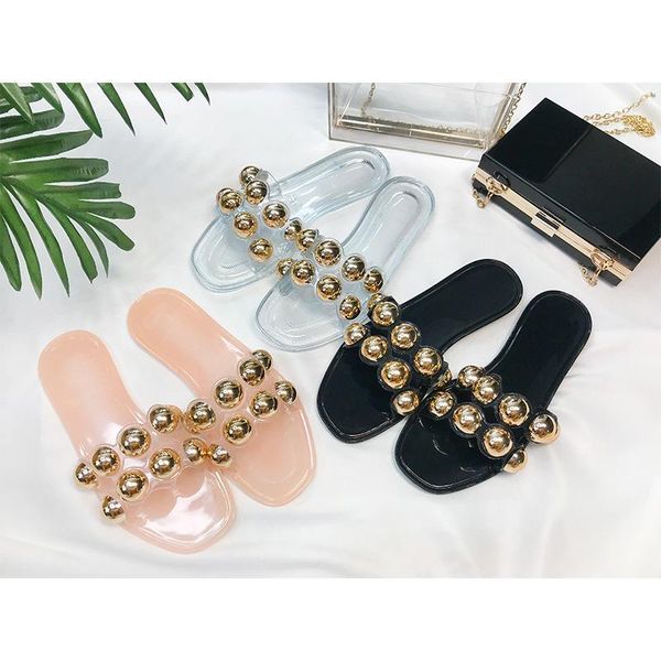 

slippers fashion luxury gold metal women summer sandals bling female flip flops beach flat outdoor shoes, Black