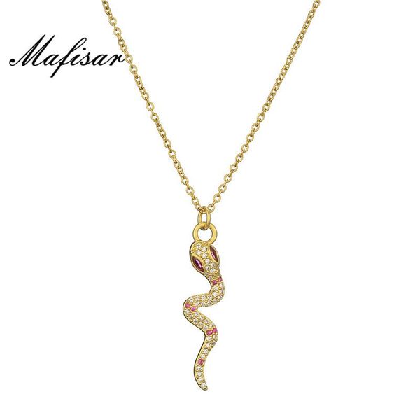 

pendant necklaces mafisar red eye snake necklace for women girl + cz inlayed fashion female party jewelry gift, Silver