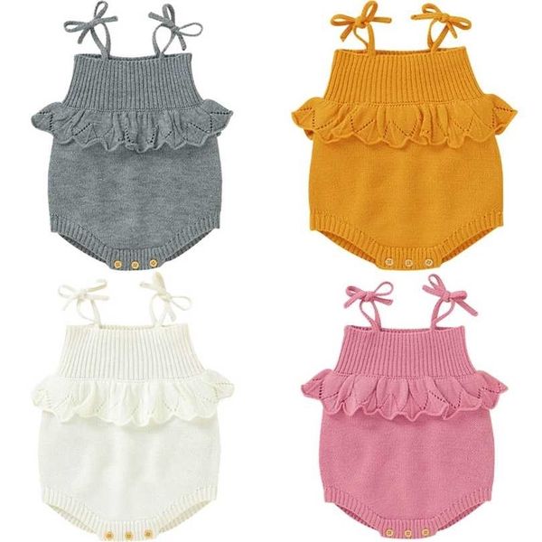 

emmababy baby knit romper girls cute crochet s toddler brand spring suspender infant lovely knitting 211101, Blue