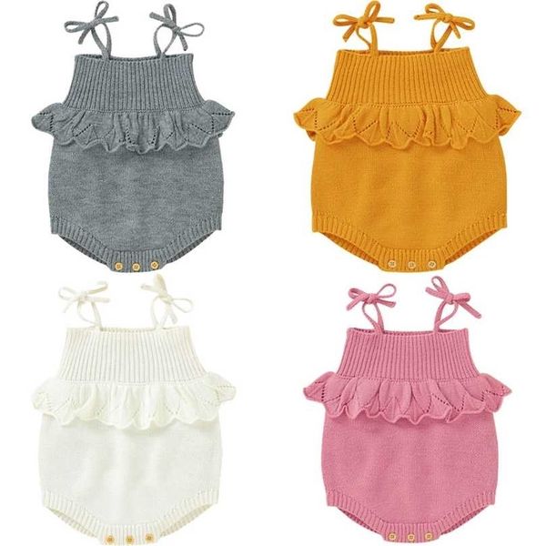 Emmababy Baby Baby Knit Romper Girls Bonito Crochet S Toddler Marca Primavera Suspender Infantil Adorável Tricô 211101