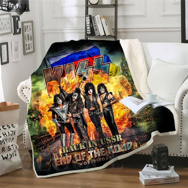 

cloocl new heavy metal kiss band 3d print casual style conditioning blanket sofa teens bedding throw blankets plush quilt