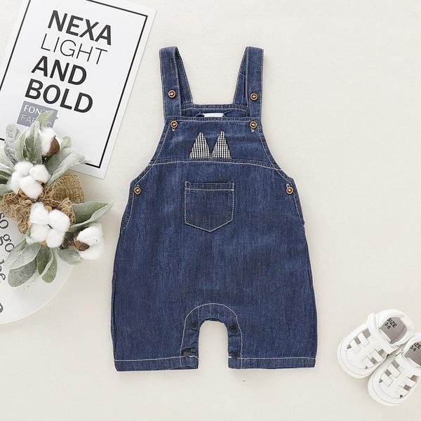 

jumpsuits 2021 summer cute baby clothing boys girls jeans overalls shorts toddler infant denim rompers pants bib clothes, Blue