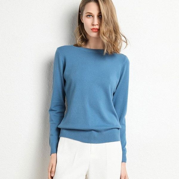 

Women's Sweaters 2021 Female Slim O-Neck Pullover Cashmere Wool Blending Sweater Autumn And Winter Long-Sleeved Knit Bottoming Shirt Large S, White;black