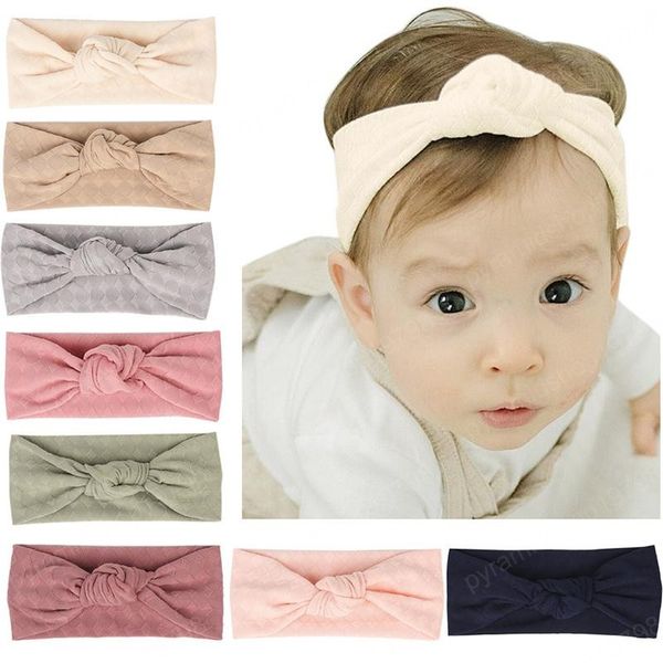 

baby girls headbands knotted cross turban infant fashion elastic hairbands children solid color plaid headwear kids hair accessories bandana, Slivery;white