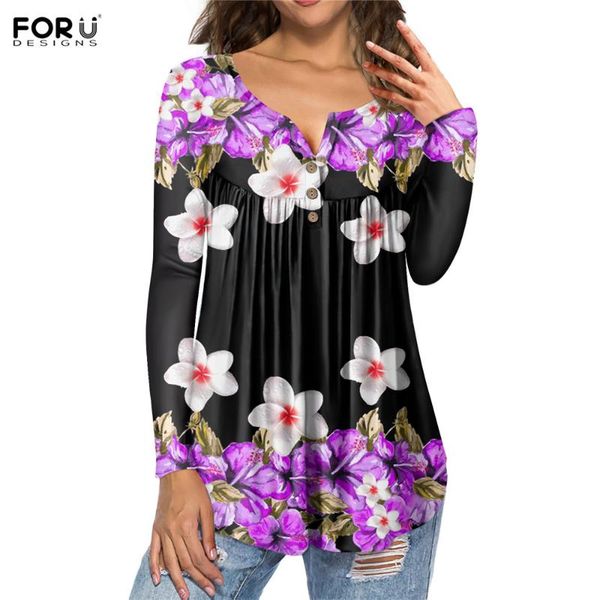 

women's blouses & shirts forudesigns female v neck long sleeved girls tropical plumeria floral pattern pleated trendy party tunic costu, White