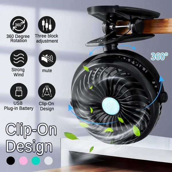 

electric fans portable mini usb charging noiseless deskfan black small compact desk table clip wall mute 3-speed