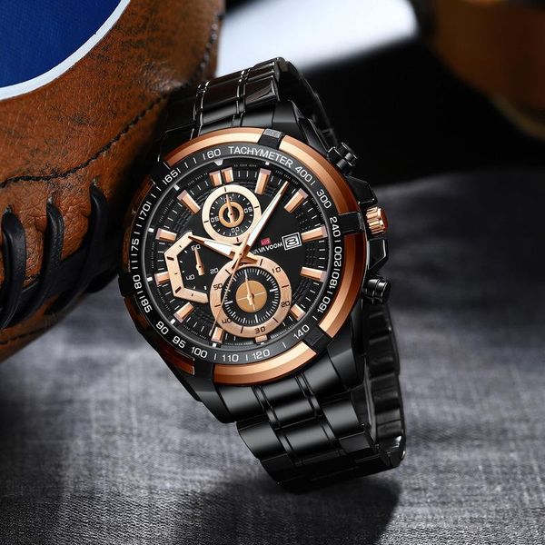 

wristwatches fashion men's watches luxury stainless steel band calendar luminous business sport waterproof quartz watch relogio masculi, Slivery;brown