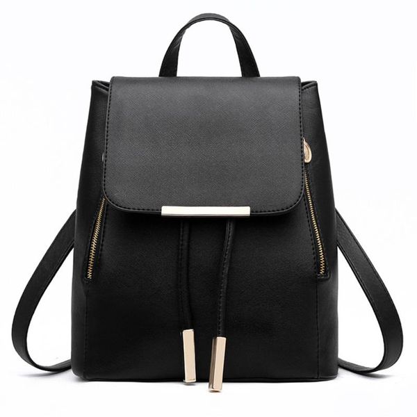 

backpack style ladies girls black waterproof pu leather shoulder school bags large capacity fashion bag rusksack