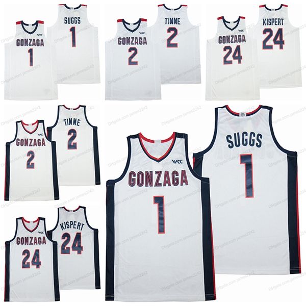 2021 Jalen SS College Basketball Jersey 2 Drew Timme 24 Corey Kispert Gonzaga All Ed White Size S-xxxl