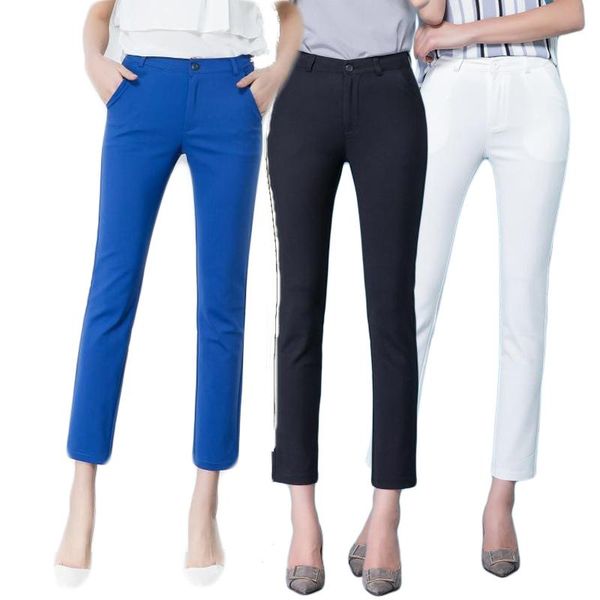 

women's pants & capris plus size solid slim mom women skinny straight leg trousers elegant office lady ankle-length pencil mujer jogger, Black;white