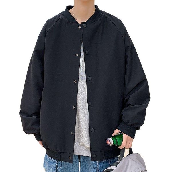 

men's jackets jacket spring and fall 2021 hong kong style outdoor large size long sleeve, fashion baseball wear, Black;brown