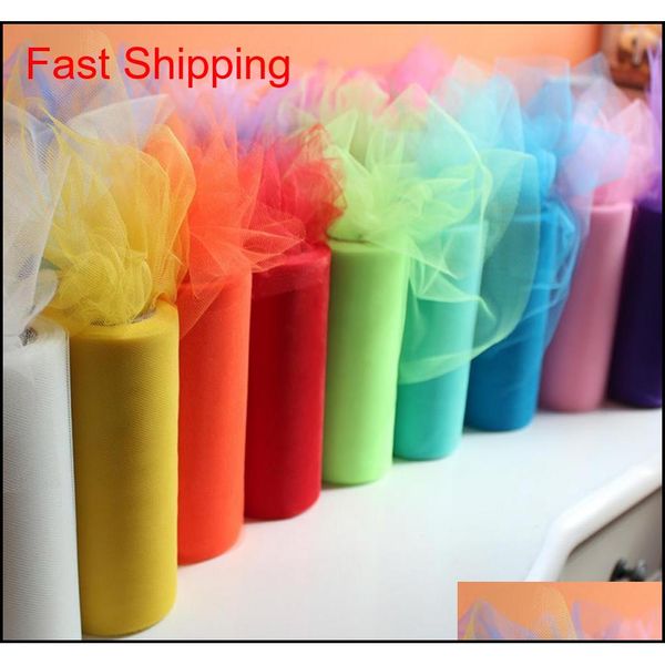 

6"x25yd tulle roll spool fabric wedding party chair bow decor diy tutu skirt sheer gauze table banner garland tassel sash bands vo9ha u