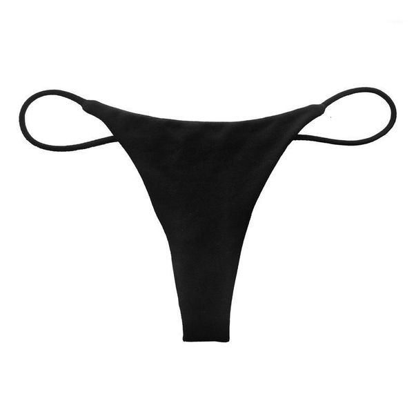 

women's panties thin strap cotton thong lingerie sports solid color low waist ladies bottoming t pants bikini, Black;pink